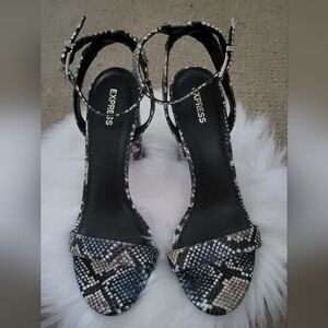 Express Multi Color Snakeskin Strappy Heels